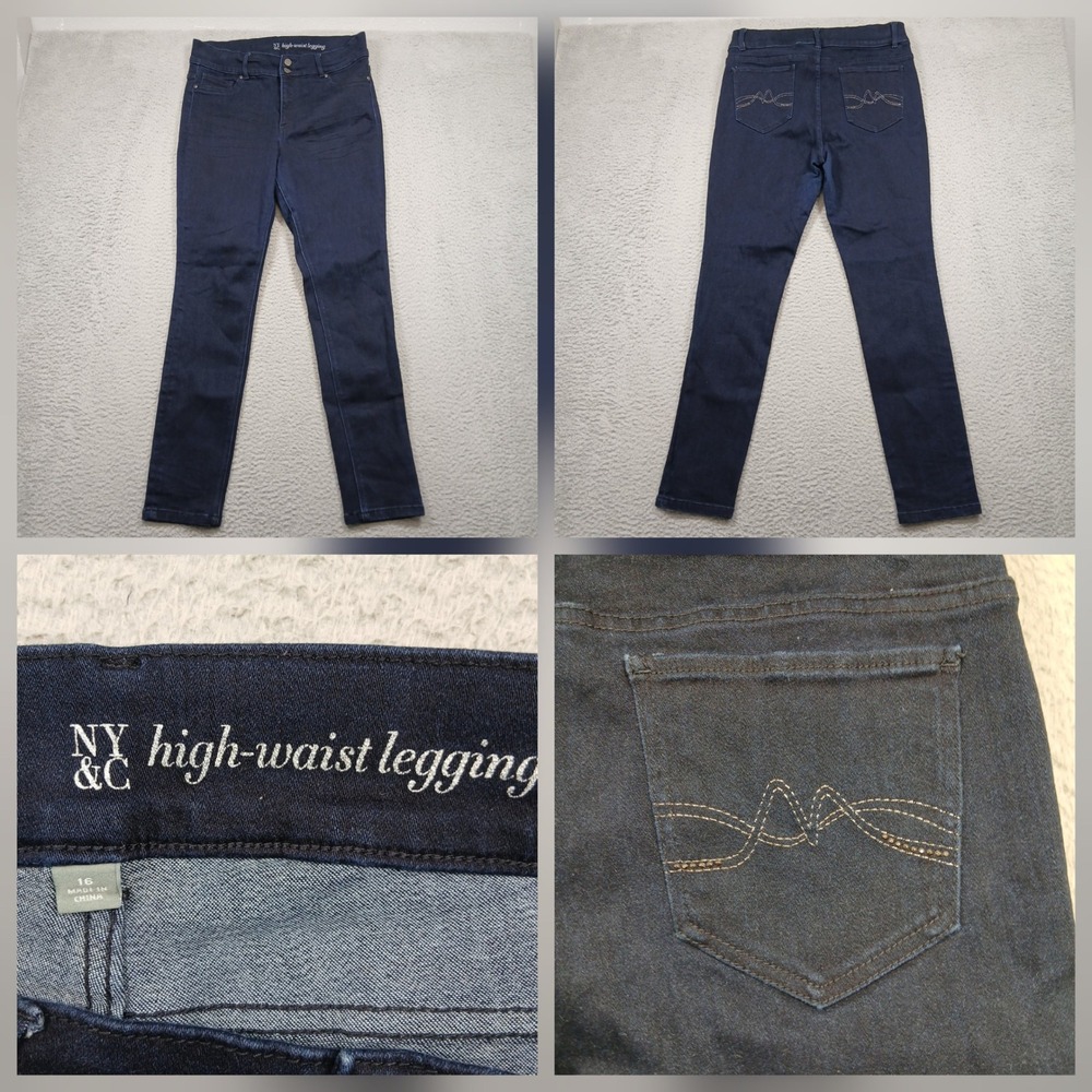 NY & Co High-Waist Legging Jeans Women's 16‎ Dark Wash Stretch Skinny